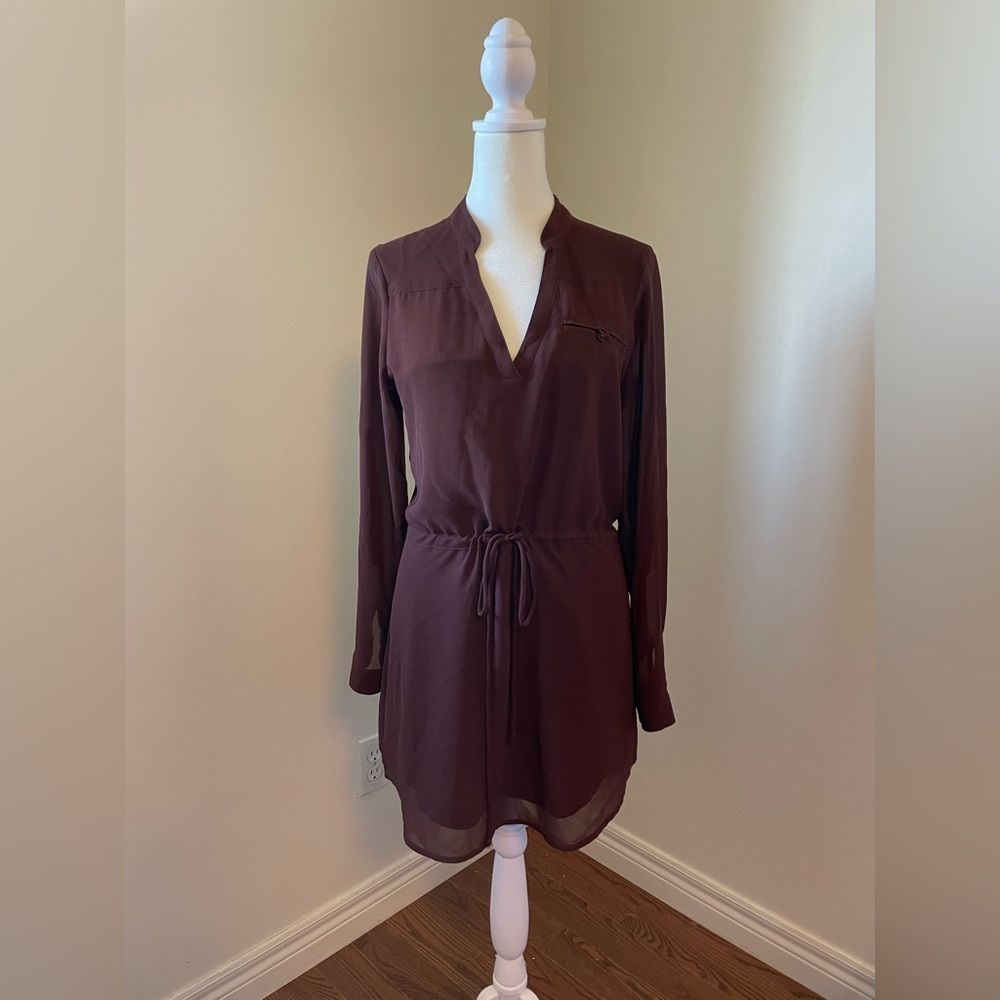 Maroon Long Sleeve Tunic Dress